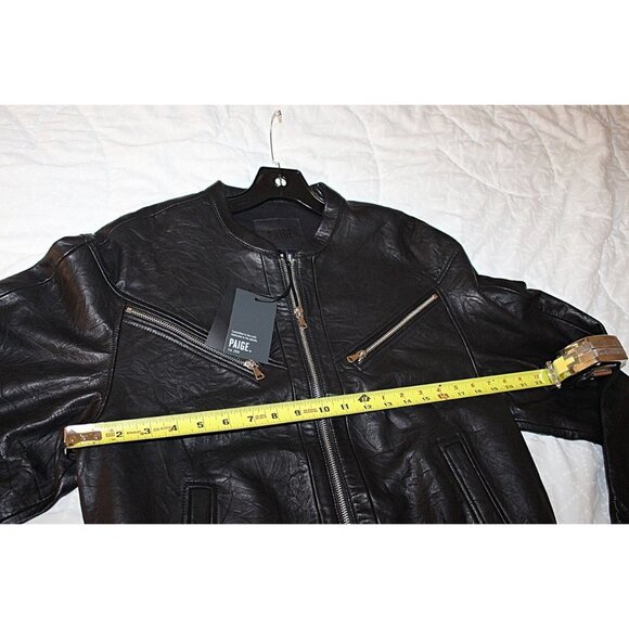 New with Tags -Paige "GIANNA" Leather Biker Jacket, color Black, size Medium - Picture 4 of 11